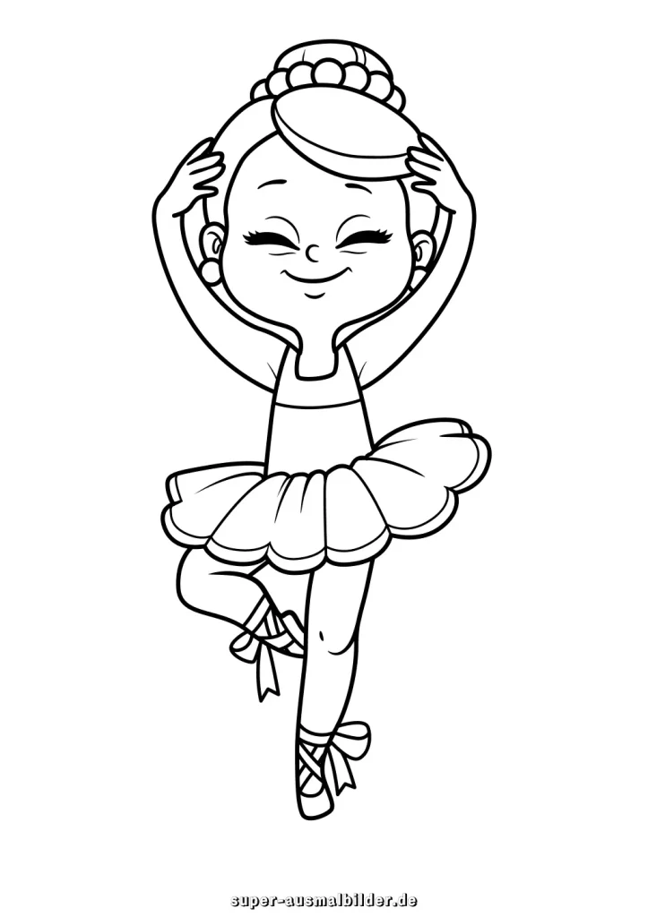 Ballerina Malvorlage Mädchen tanzt im Tutu, gratis Ausmalbilder für Kinder zum Ausdrucken