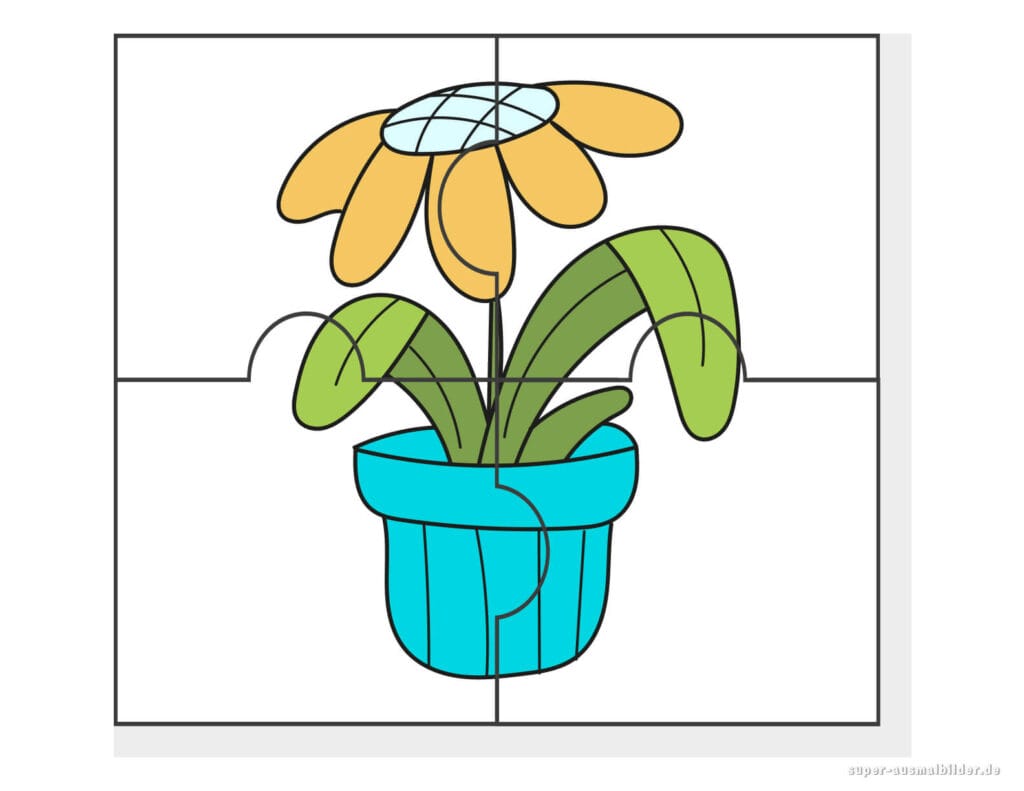 Blume im Topf Puzzle Blumenpuzzle zum Ausdrucken und Basteln für Kinder gratis