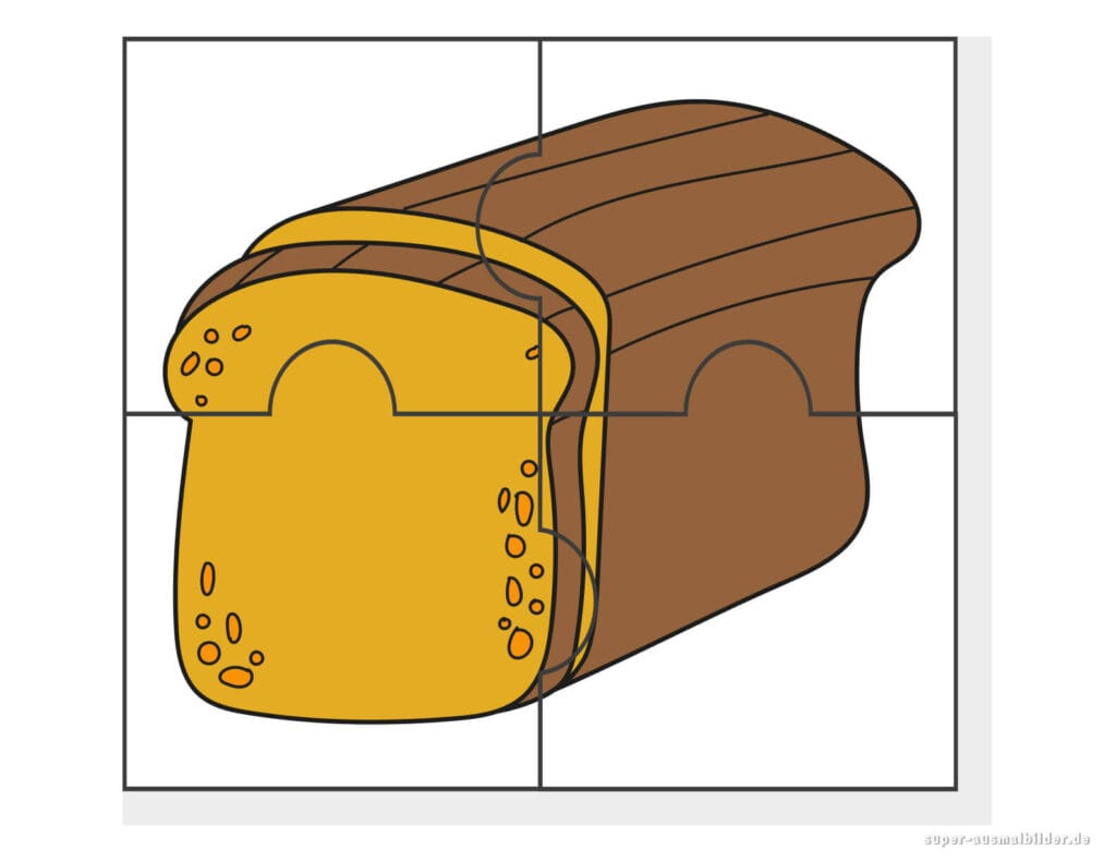 Brot Puzzle Lernpuzzle mit Brotlaib zum Ausdrucken und Basteln für Kinder gratis