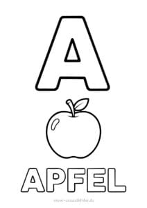 Buchstabe A – Arbeitsblätter und Ausmalbilder für Kinder