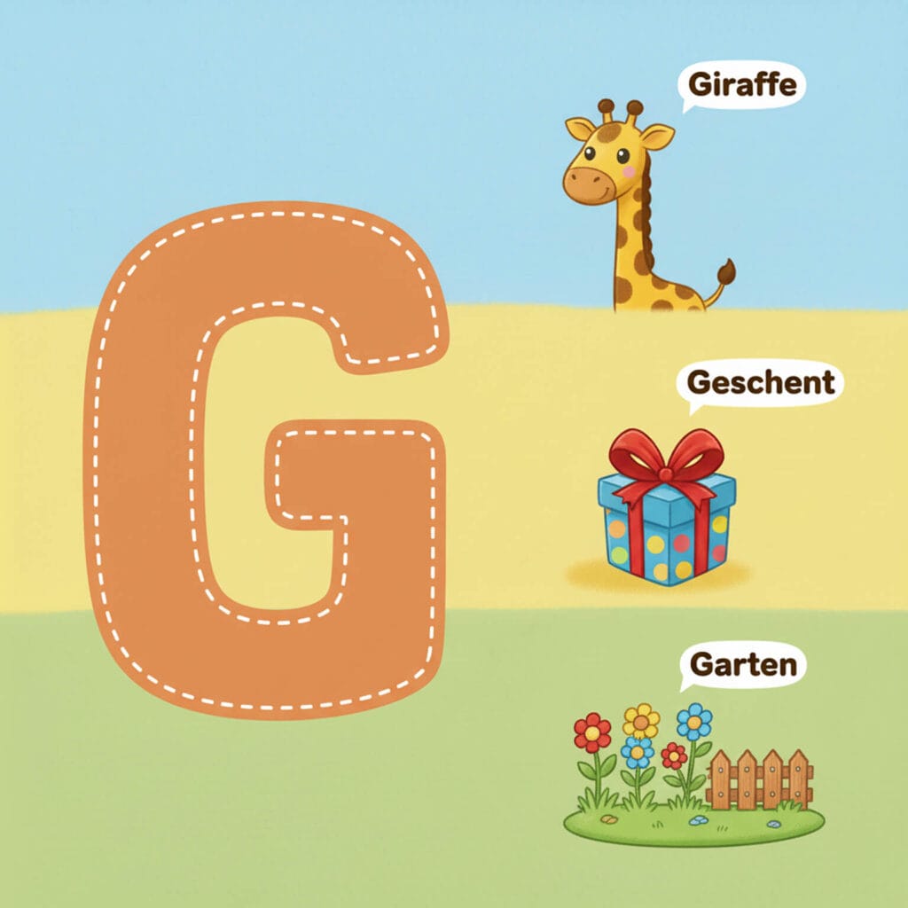 Buchstabe G für Kinder kostenlos zum Ausdrucken