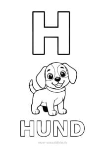 Buchstabe H Ausmalbilder und Schreibübungen für Kinder