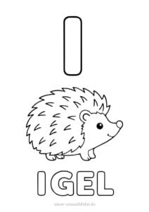 Buchstabe I Ausmalbilder und Schreibübungen für Kinder