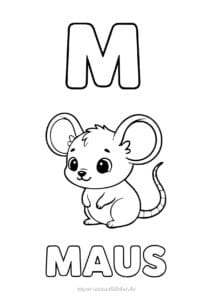 Buchstabe M Ausmalbilder und Schreibübungen für Kinder