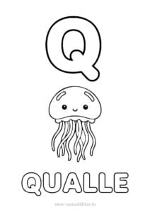 Buchstabe Q Ausmalbilder und Schreibübungen für Kinder
