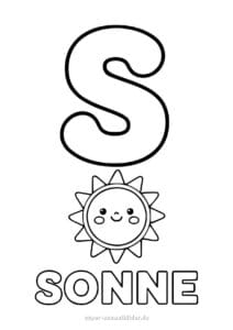Buchstabe S Ausmalbilder und Schreibübungen für Kinder