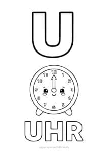 Buchstabe U Ausmalbilder und Schreibübungen für Kinder