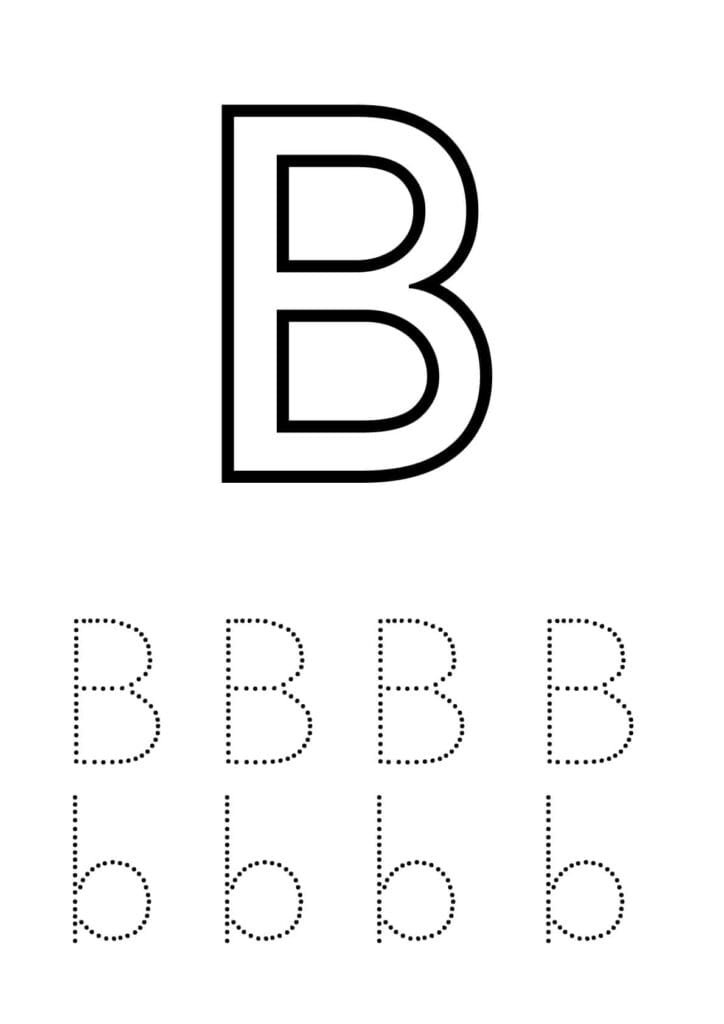 Buchstabe B Kontur – Lernvorlage für Kinder