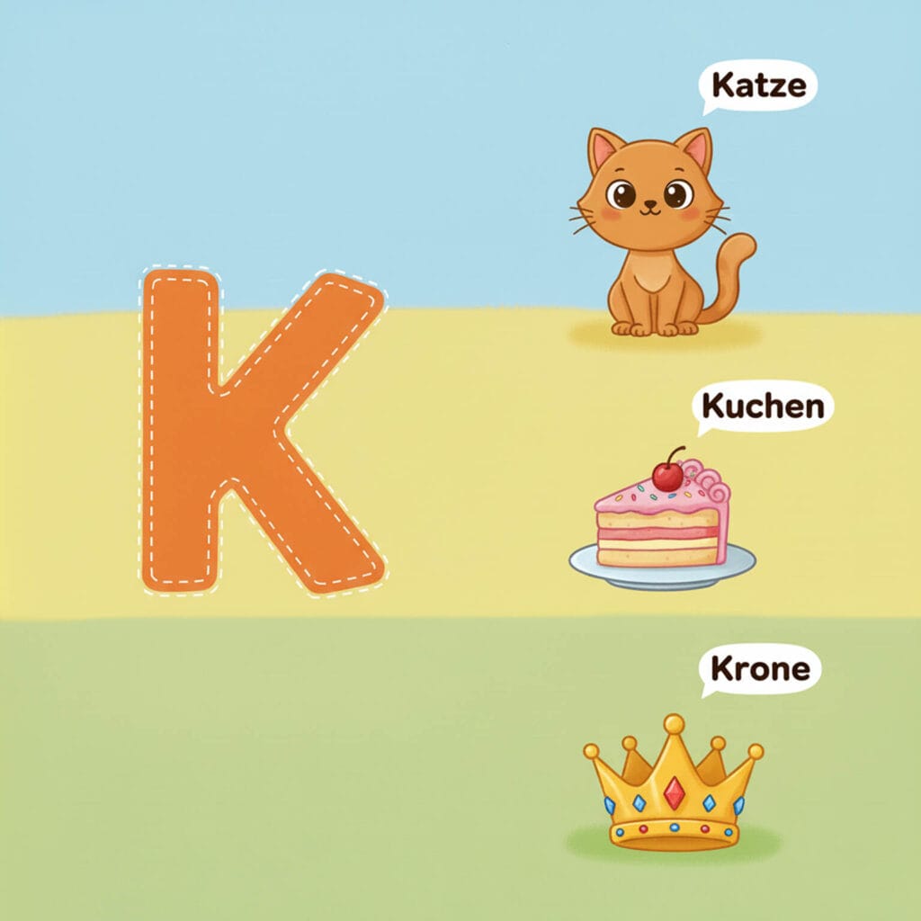Buchstabe K für Kinder kostenlos zum Ausdrucken