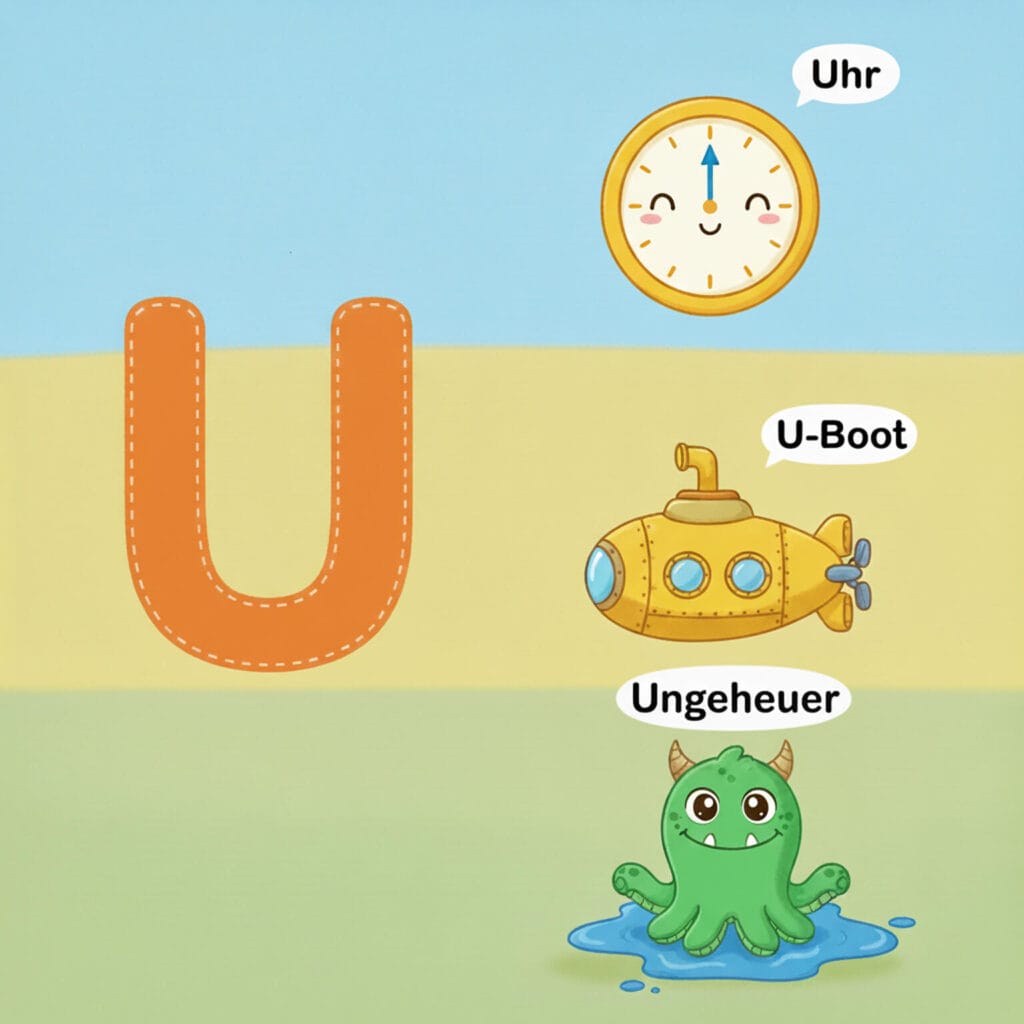 Buchstabe U für Kinder kostenlos zum Ausdrucken