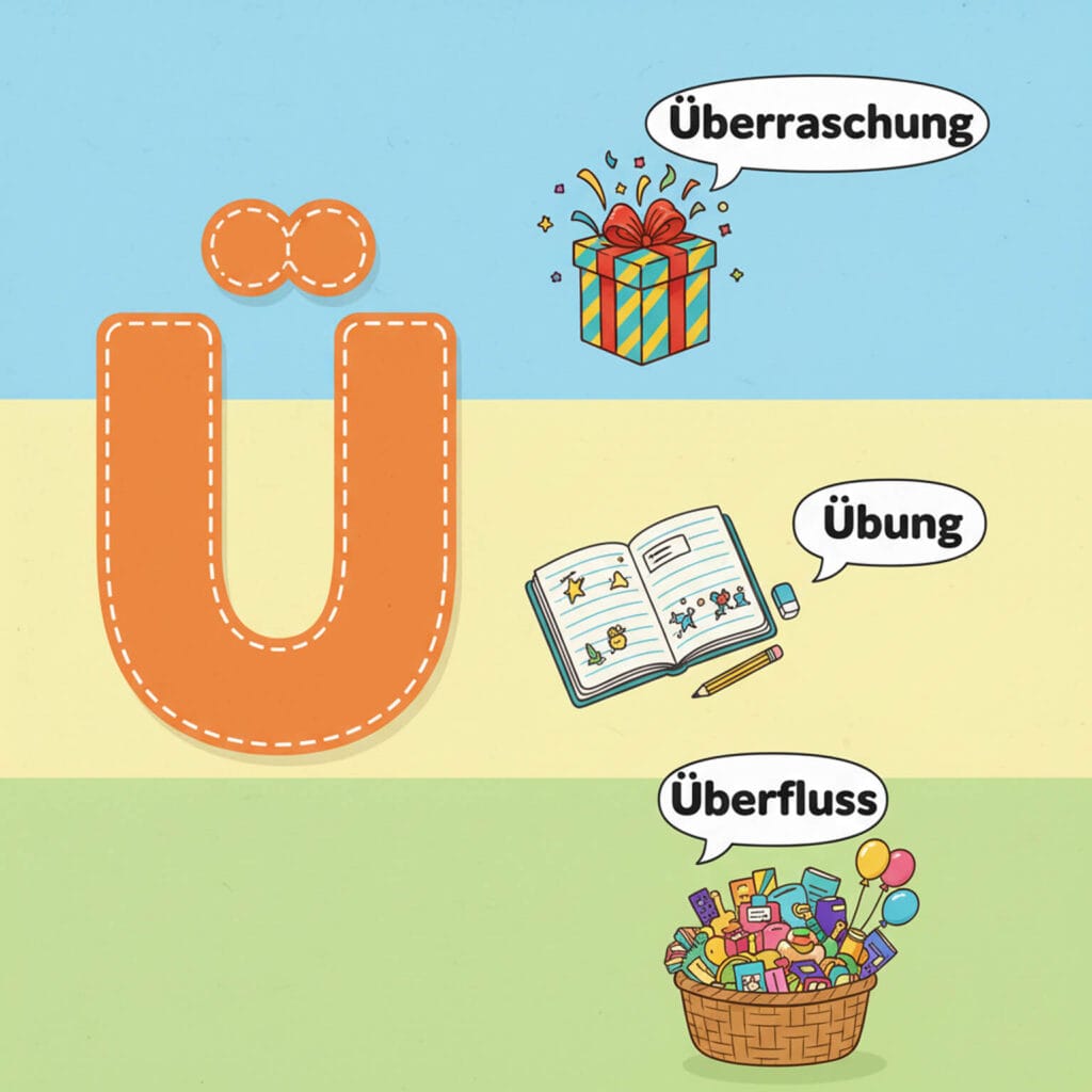 Buchstabe Ü für Kinder kostenlos zum Ausdrucken