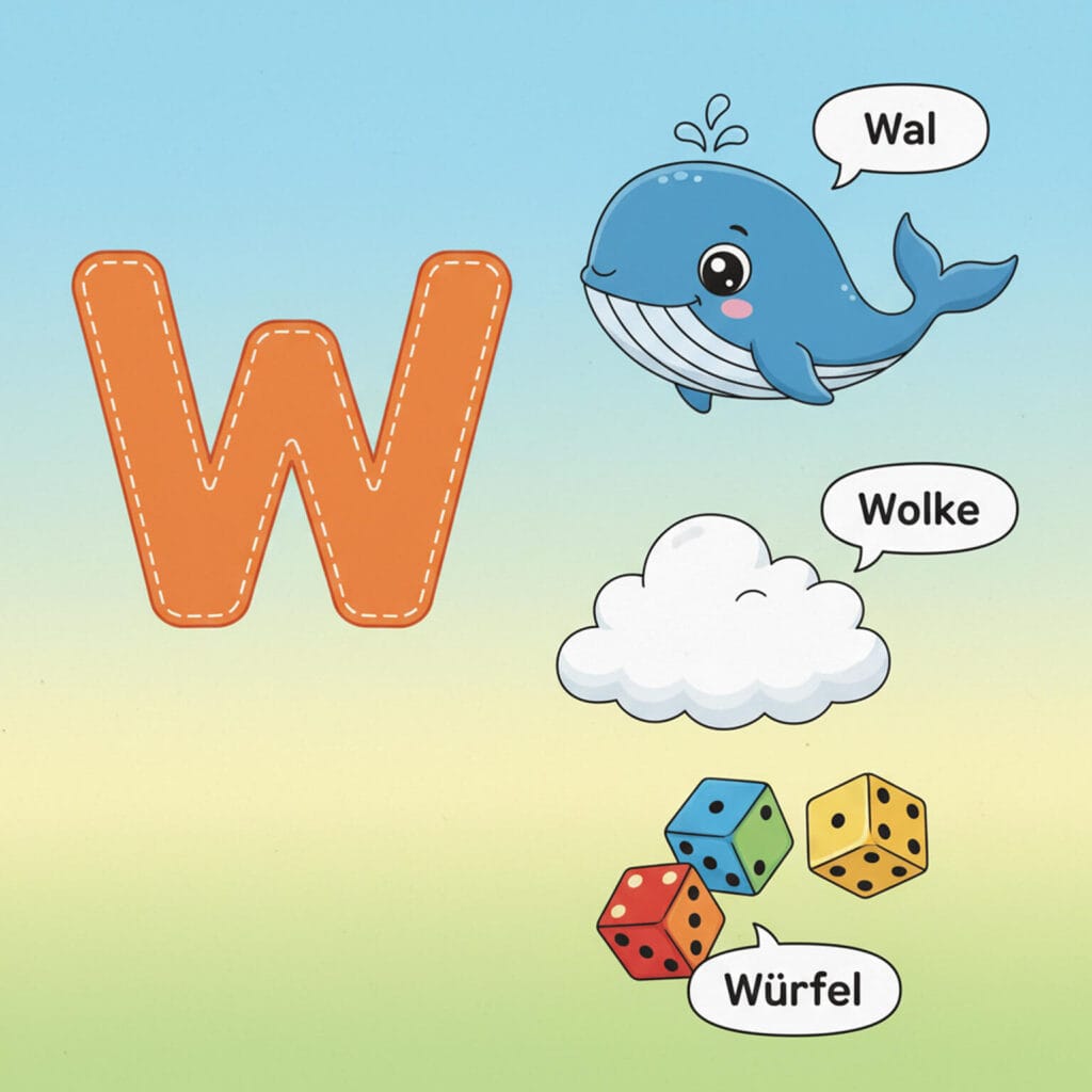 Buchstabe W für Kinder kostenlos zum Ausdrucken