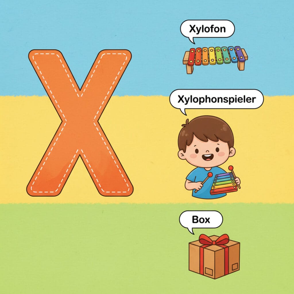 Buchstabe X für Kinder kostenlos zum Ausdrucken