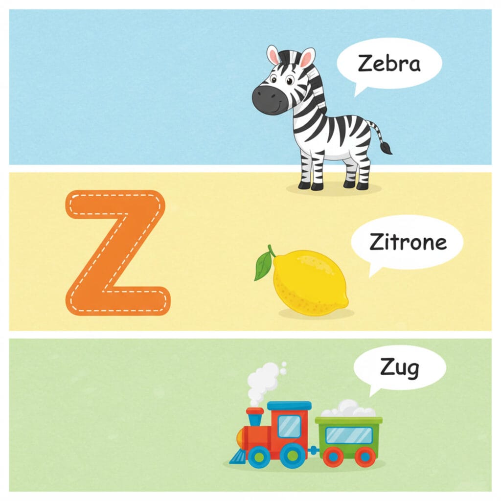 Buchstabe Z für Kinder kostenlos zum Ausdrucken