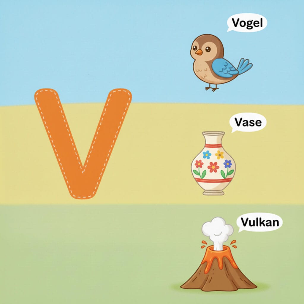 Buchstabe v für Kinder kostenlos zum Ausdrucken