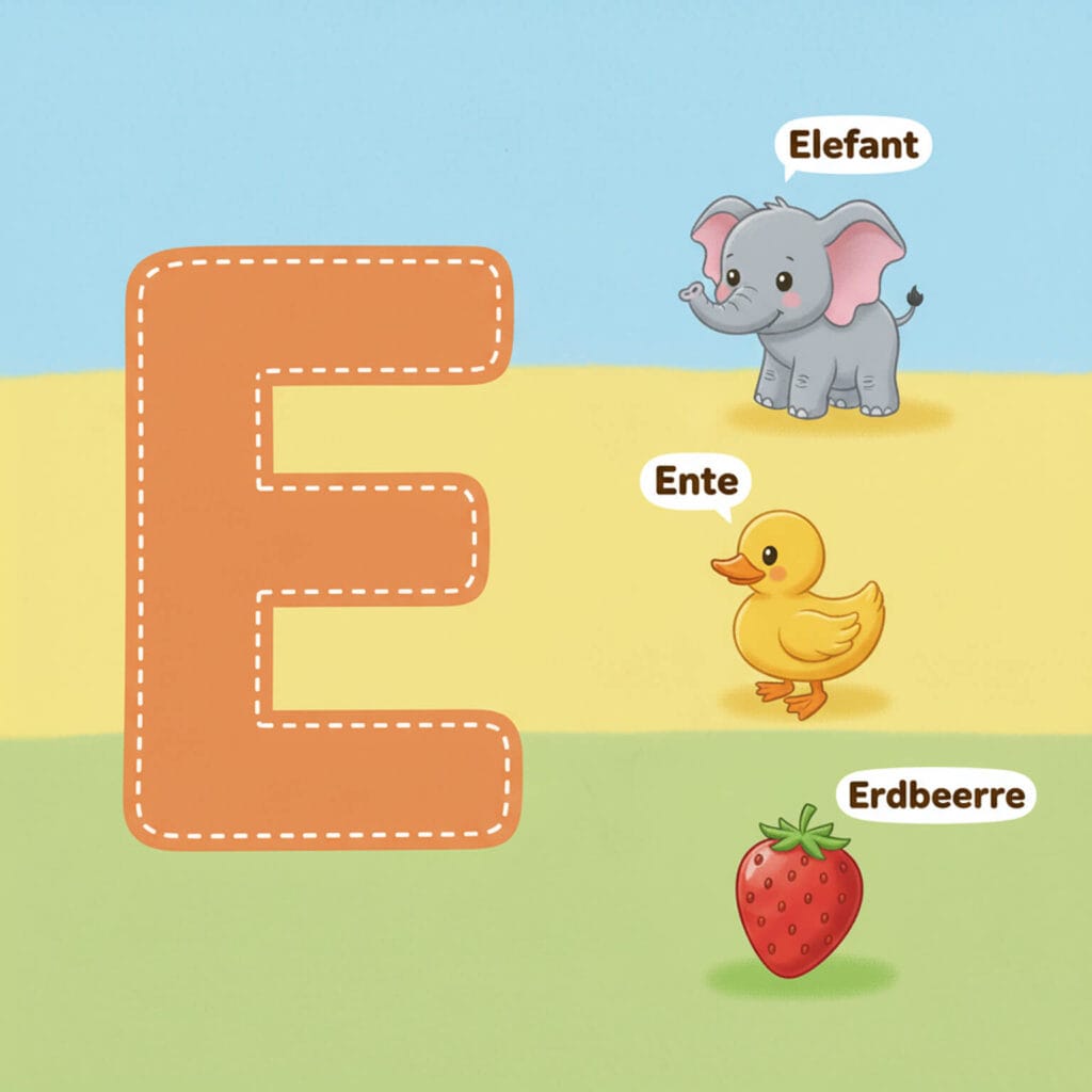 Buchstabe Е für Kinder kostenlos zum Ausdrucken