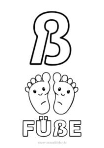 Buchstabe ß Ausmalbilder und Übungsblätter für Kinder