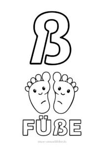 Buchstabe ß Ausmalbilder und Übungsblätter für Kinder