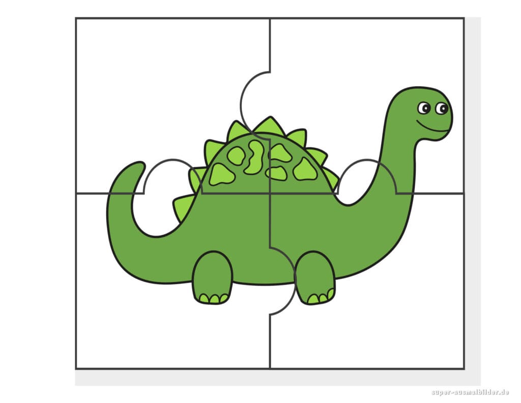 Dinosaurier Puzzle Einfaches Dino Puzzle zum Ausdrucken und Basteln für Kinder kostenlos