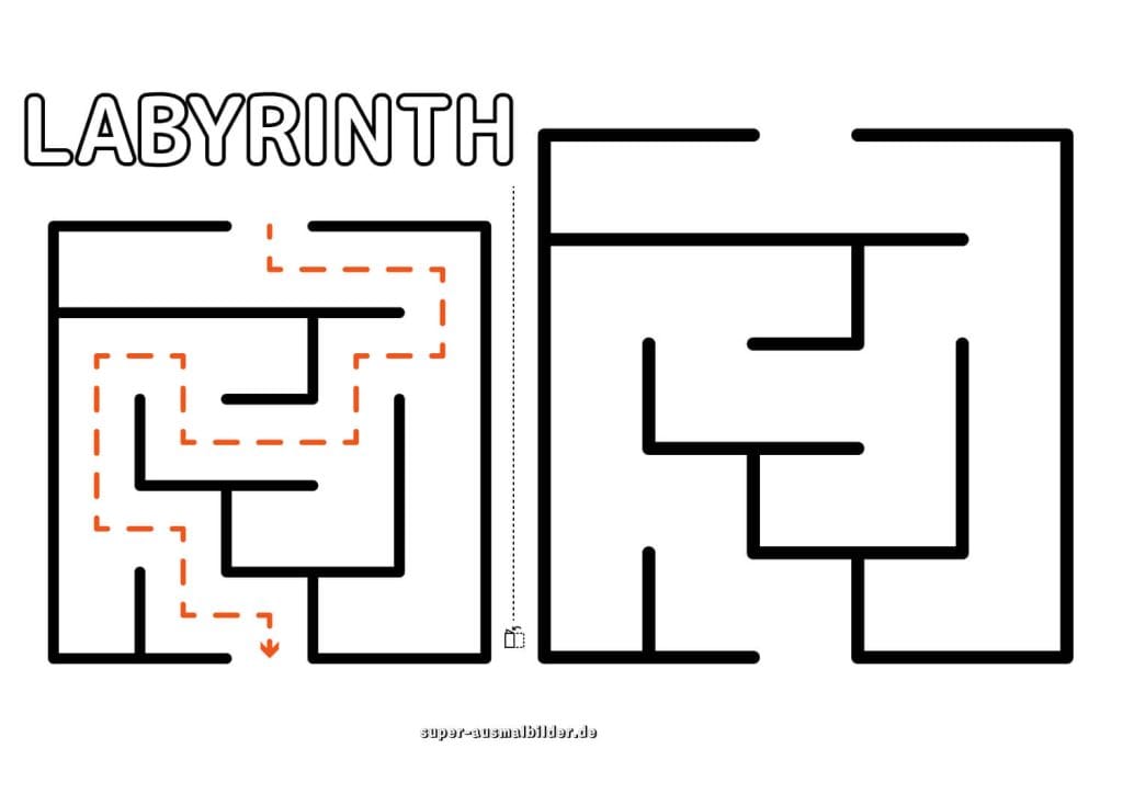 Einfaches Kinderlabyrinth große Linienlabyrinthe zum Ausdrucken und Lernen für Vorschulkinder