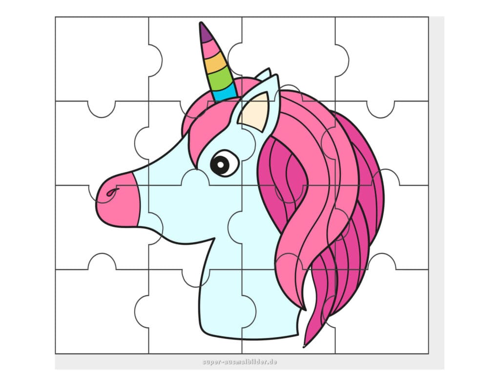 Einhorn Puzzle Magisches Einhorn zum Ausschneiden und gratis Ausdrucken für Kinder