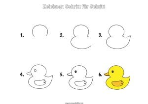 Ente zeichnen lernen Schritt für Schritt