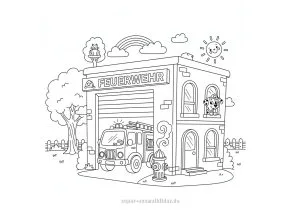 Feuerwehr Ausmalbilder – Feuerwehrmann & Feuerwehrauto