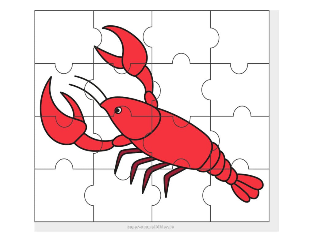Flusskrebs Puzzle Lernpuzzle mit Krebs zum Ausdrucken und Basteln für Kinder kostenlos