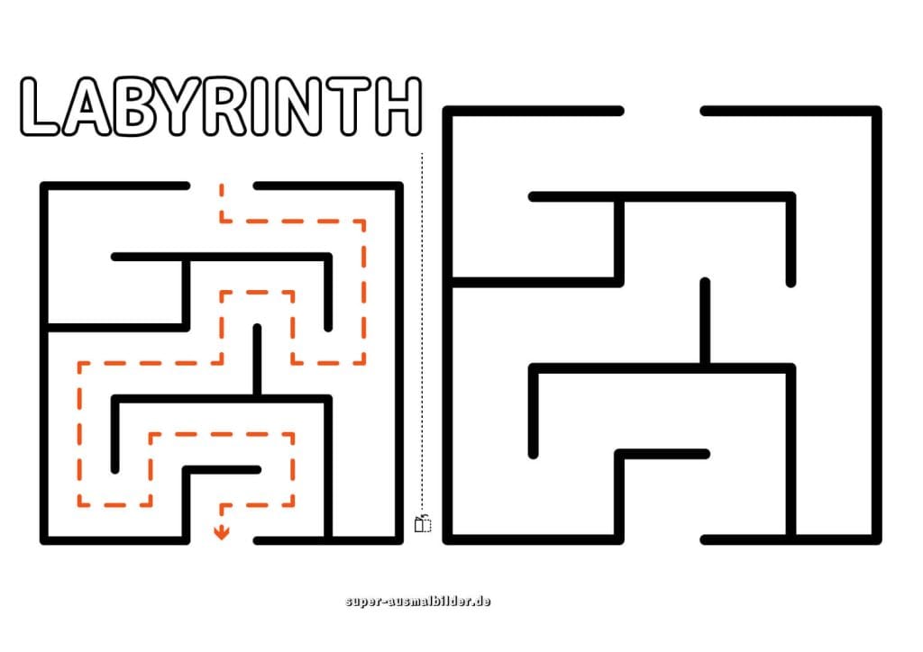 Gorilla und Banane Labyrinth Tierlabyrinth zum Lernen und Malen für Kindergarten