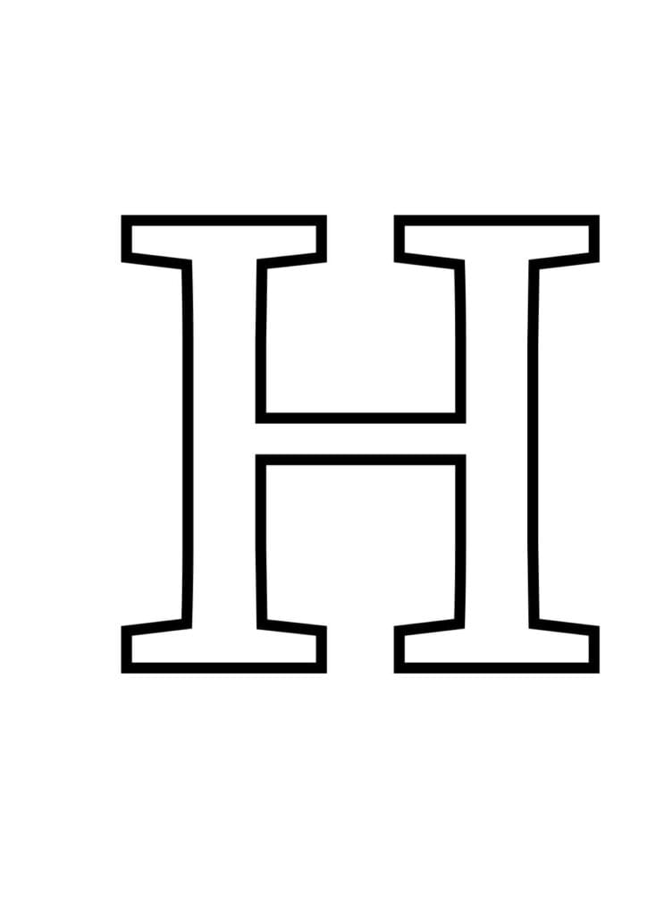 Großbuchstabe H – Klassische Druckbuchstabe zum Ausmalen