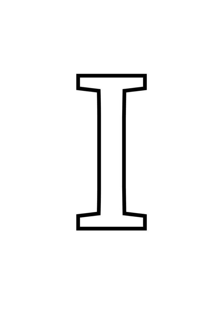 Großbuchstabe I – Klassische Druckbuchstabe zum Ausmalen