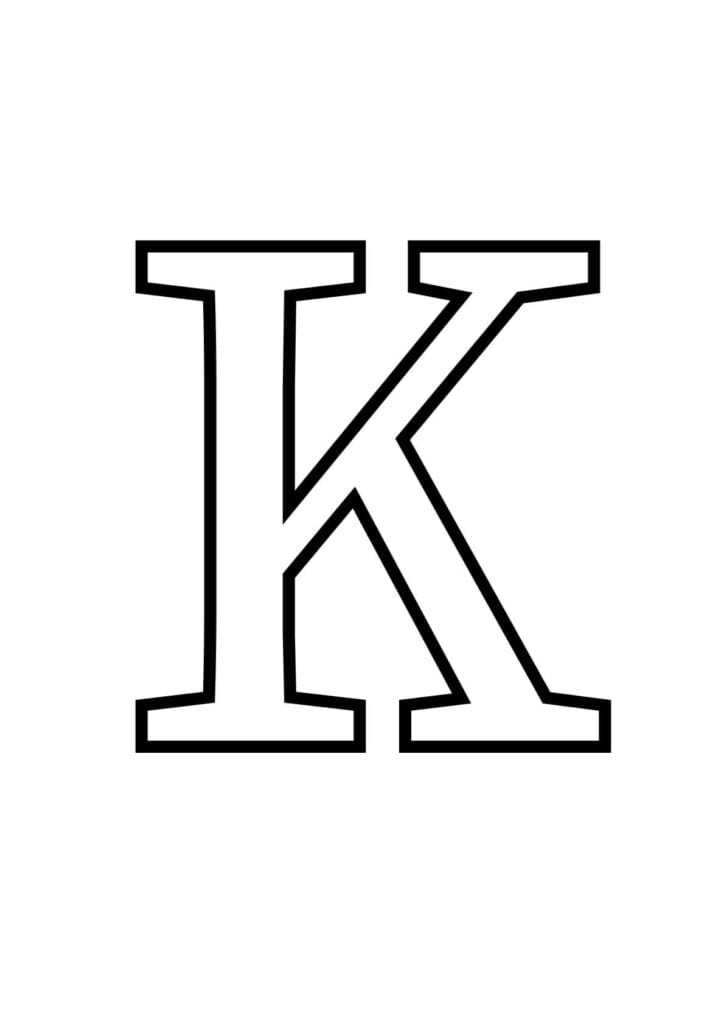 Großbuchstabe K – Klassische Druckbuchstabe zum Ausmalen