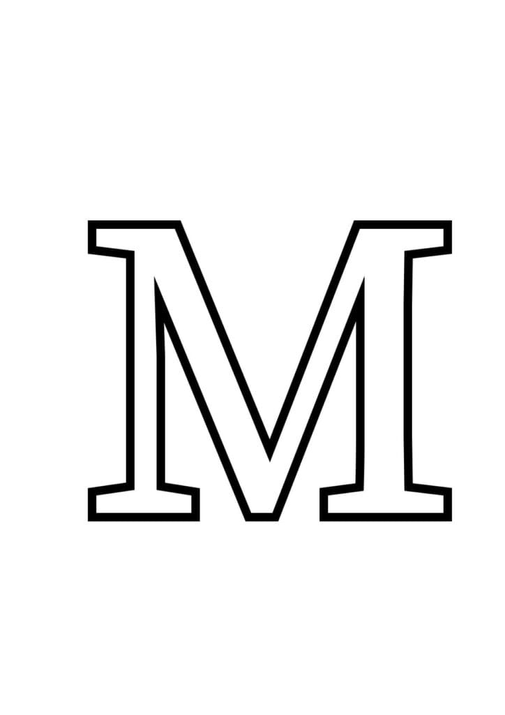 Großbuchstabe M – Klassische Druckbuchstabe zum Ausmalen