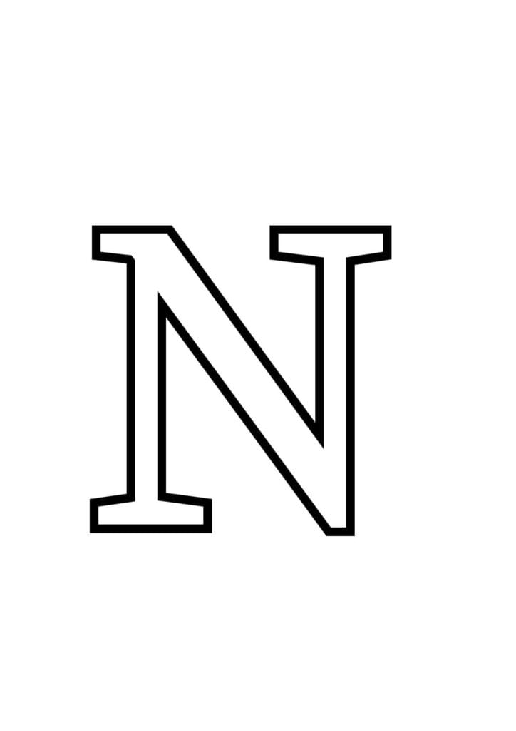 Großbuchstabe N – Klassische Druckbuchstabe zum Ausmalen