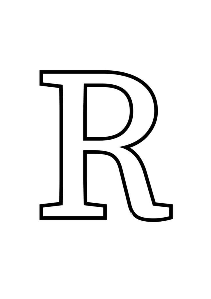 Großbuchstabe R – Klassische Druckbuchstabe zum Ausmalen