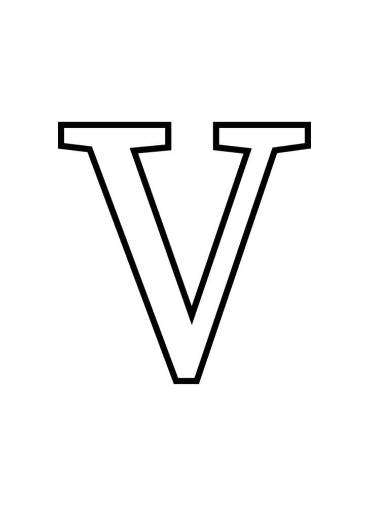 Großbuchstabe V – Klassische Druckbuchstabe zum Ausmalen