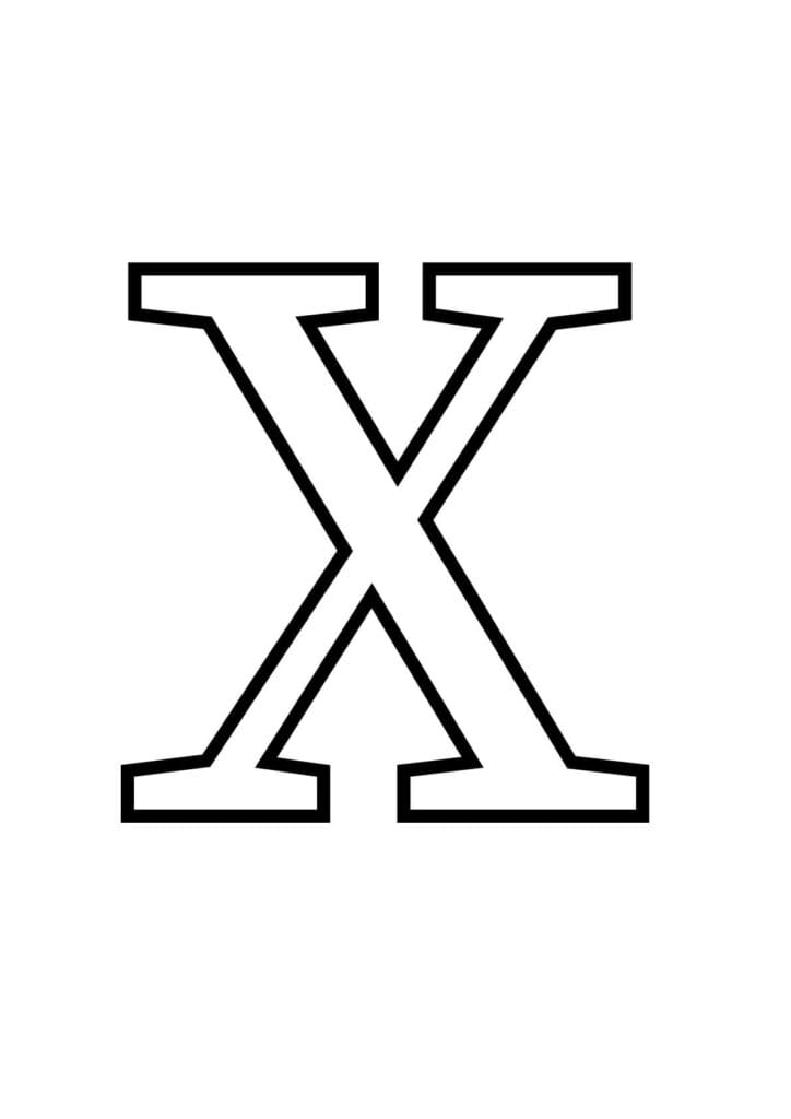 Großbuchstabe X – Klassische Druckbuchstabe zum Ausmalen