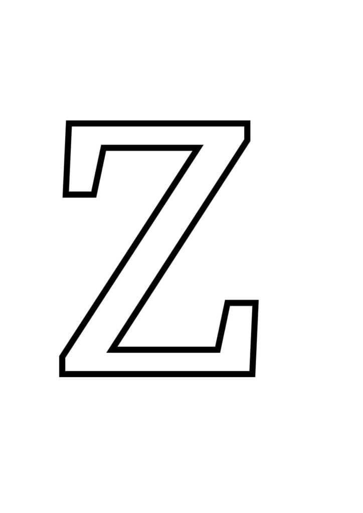 Großbuchstabe Z – Klassische Druckbuchstabe zum Ausmalen