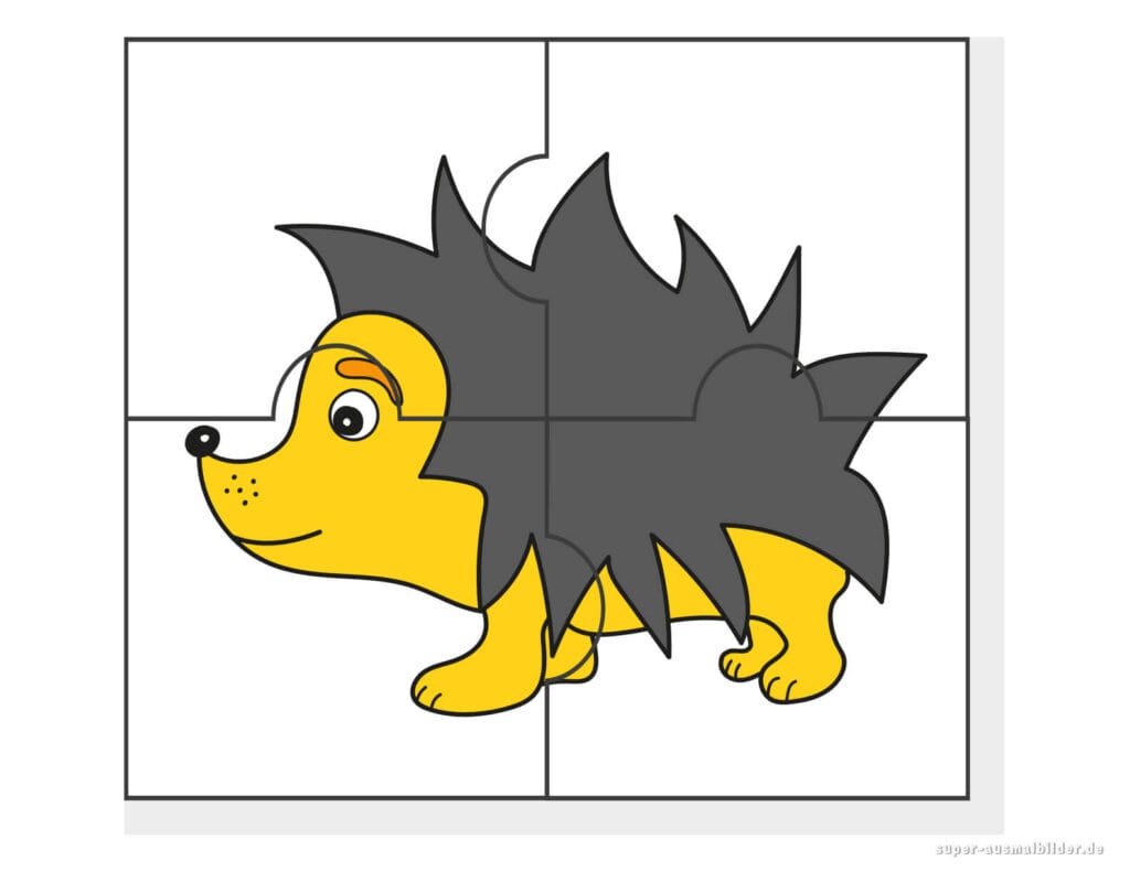 Igel Puzzle zum Ausdrucken Einfaches Tierpuzzle für Kinder kostenlos drucken und basteln