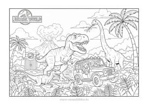 Jurassic World Ausmalbilder für Kinder kostenlos