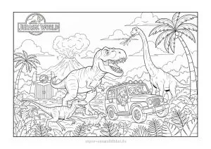 Jurassic World Ausmalbilder für Kinder kostenlos
