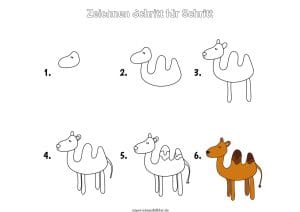 Kamel zeichnen lernen Schritt für Schritt