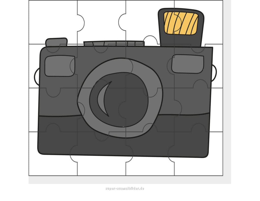 Kamera Puzzle Lernpuzzle mit Fotoapparat zum Ausdrucken und kostenlosen Basteln
