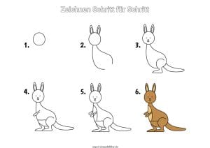 Känguru zeichnen lernen Schritt für Schritt