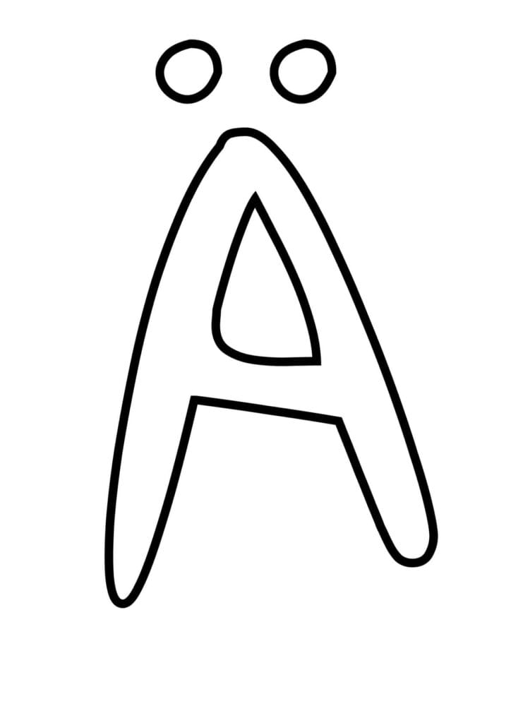 Kleinbuchstabe Ä – Kontur zum Ausmalen und Schreibenlernen