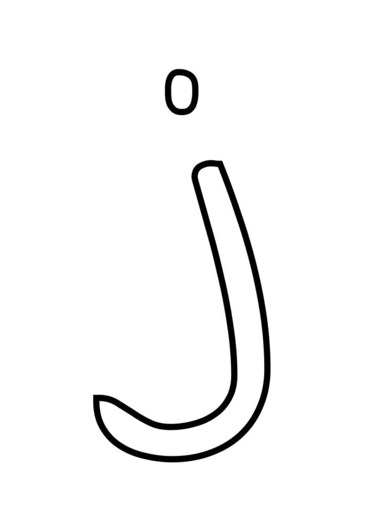 Kleinbuchstabe J – Kontur zum Ausmalen und Schreibenlernen