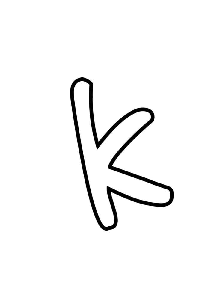 Kleinbuchstabe K – Kontur zum Ausmalen und Schreibenlernen