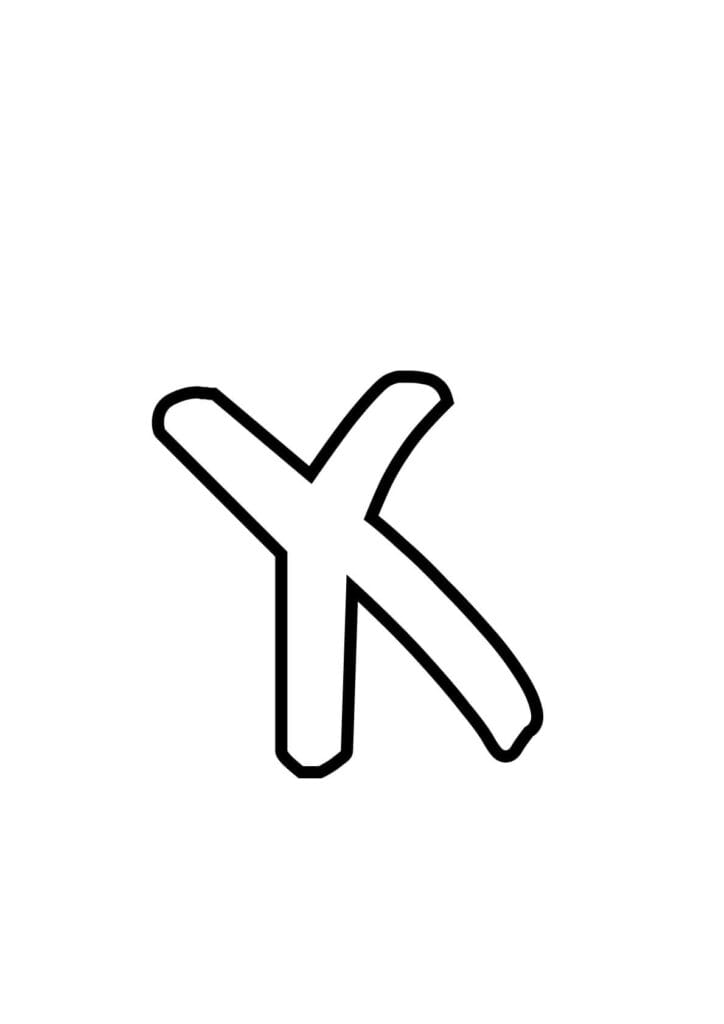 Kleinbuchstabe X – Kontur zum Ausmalen und Schreibenlernen