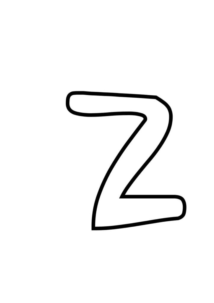 Kleinbuchstabe Z – Kontur zum Ausmalen und Schreibenlernen