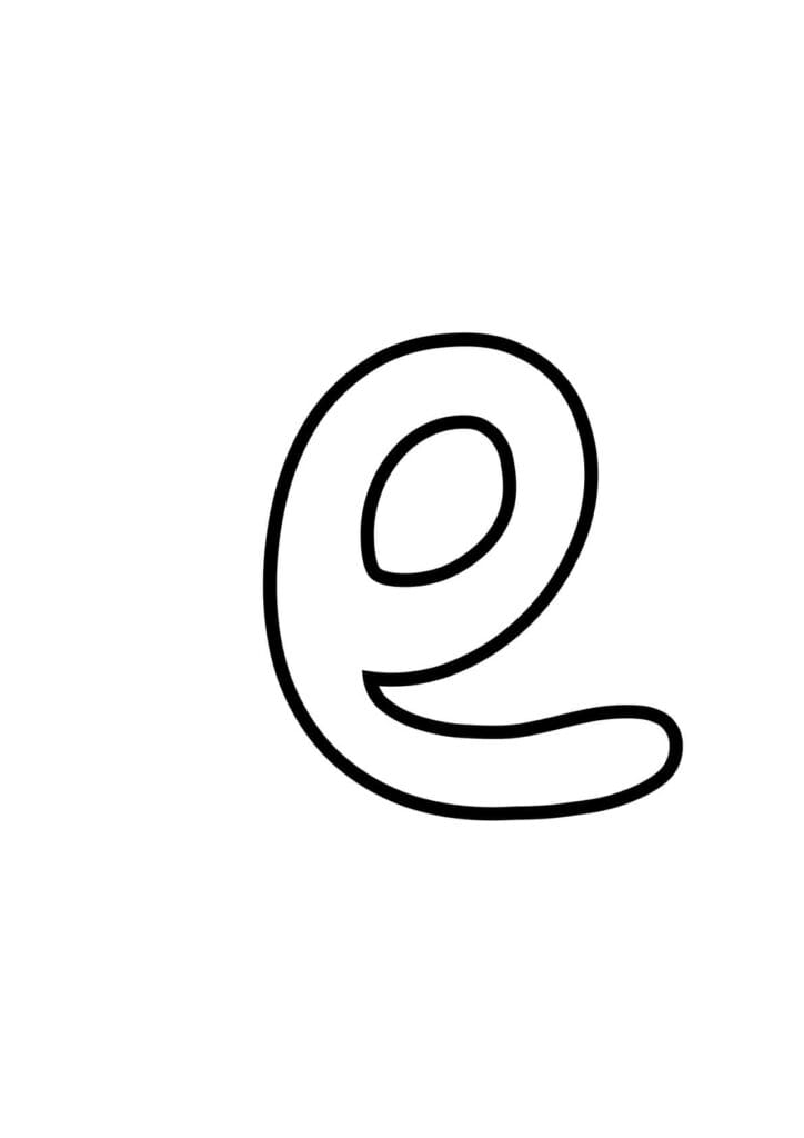 Kleinbuchstabe e – Kontur zum Ausmalen und Schreibenlernen